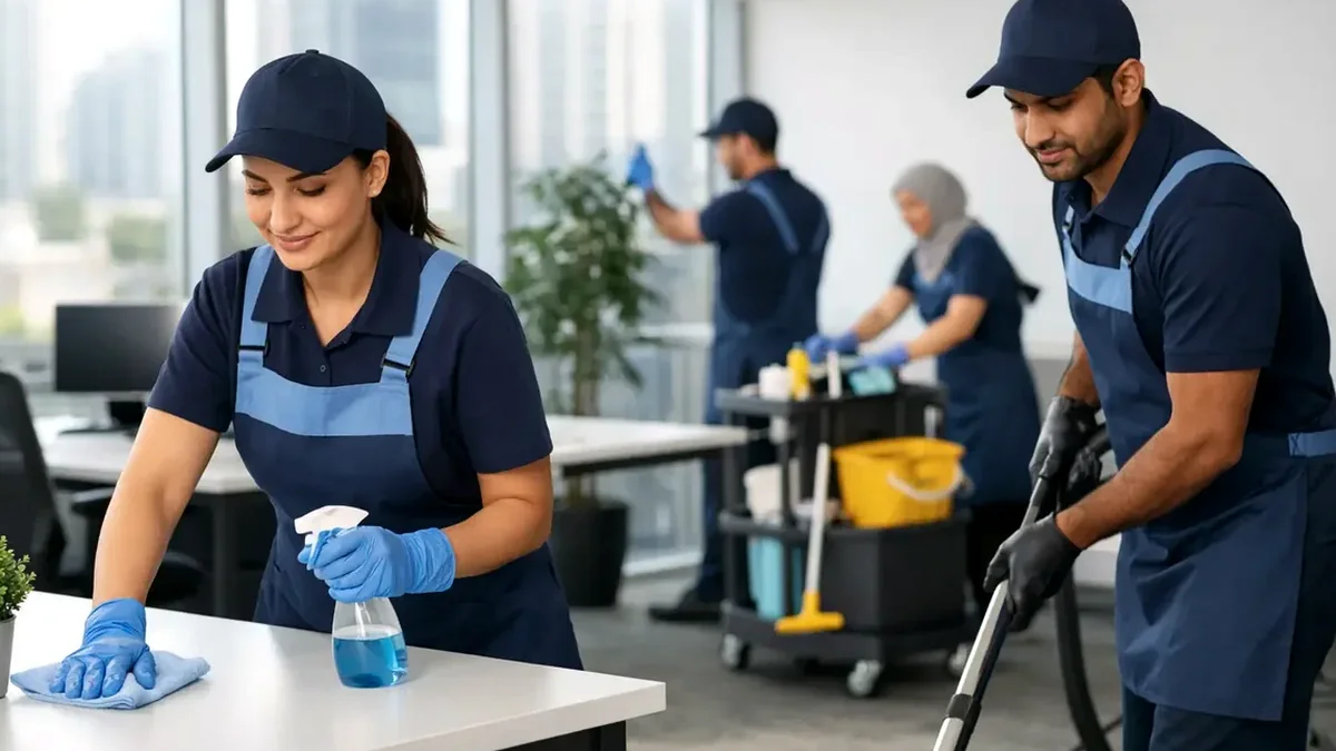 Commercial cleaning manpower case study in Jeddah for office and public-area coverage.